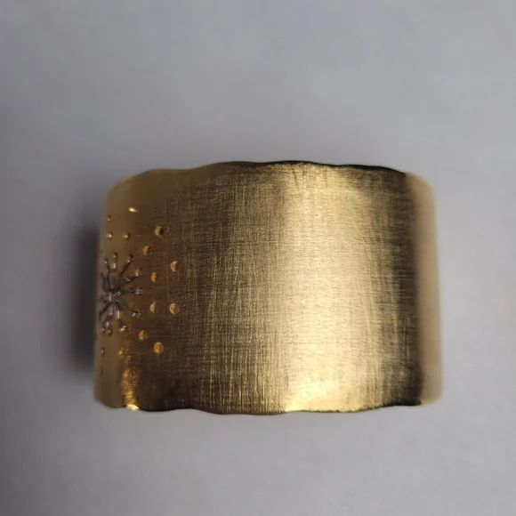Judith Haas New York Signed Gold Wide Cuff Bracelet Sunburst - Picture 4 of 12